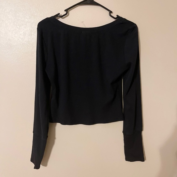 Intimately Free People Black Long Sleeve Top with Pink Floral Design M - Picture 5 of 5